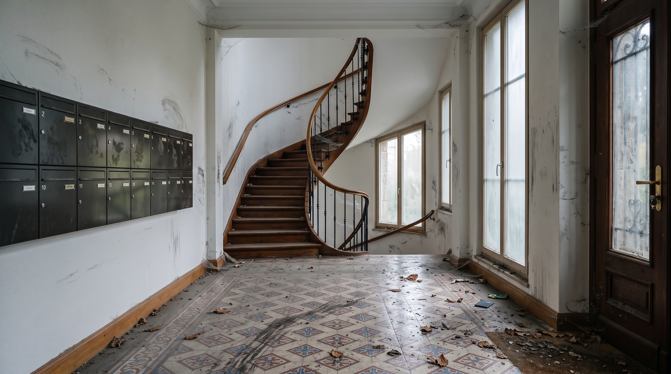 Treppenhaus vor der Reinigung