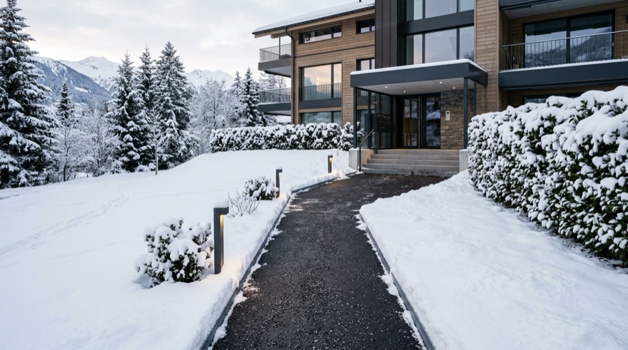 Geräumter und gestreuter Zugangsweg im Winter