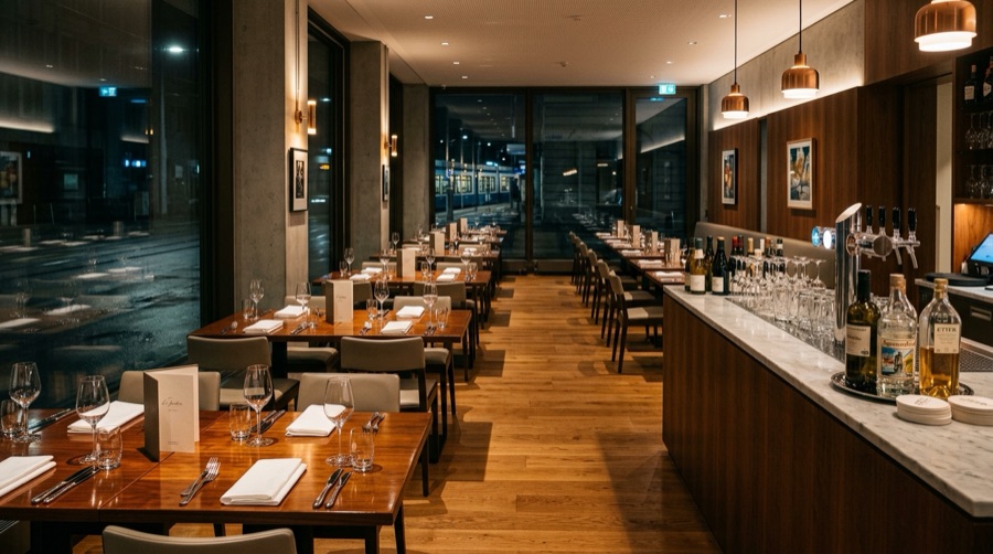 Sauberes Restaurant nach der Reinigung